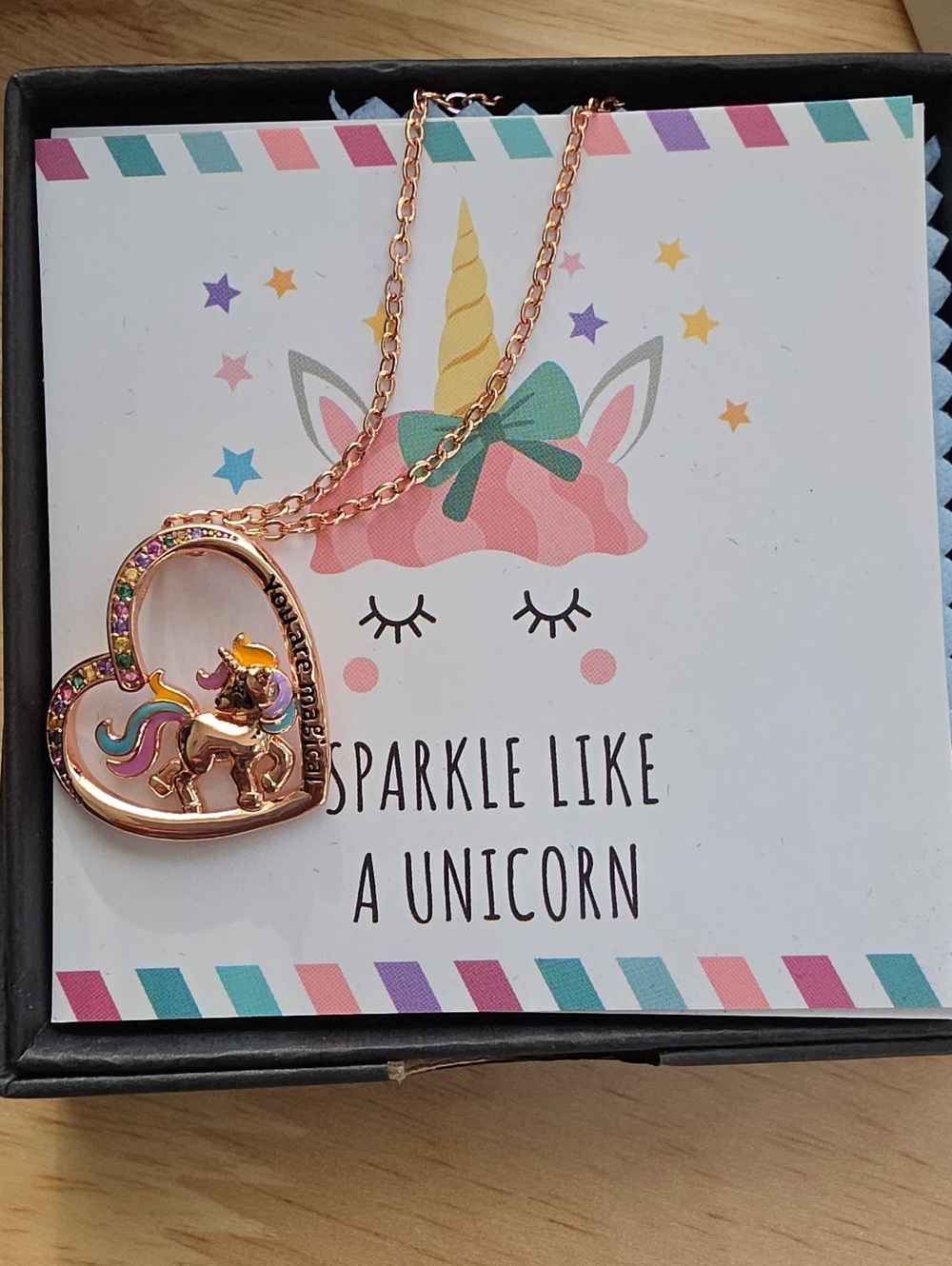 Kids Rose Gold Unicorn Heart Necklace - Sparkle Like A Unicorn #5
